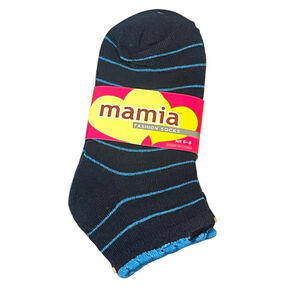 Mamia Ankle Socks 3 Pair Womens Size 6-8 Striped Pattern Multicolor Ruffle NEW